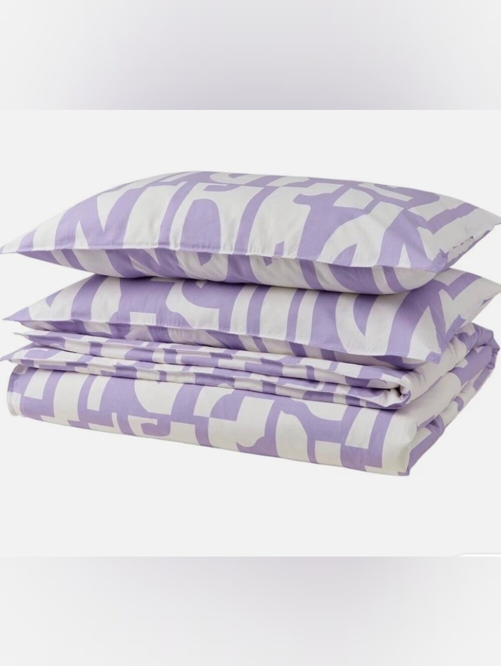 IKEA BERGHEMLOCK Twin Duvet cover and 2 pillowcases White/Lilac